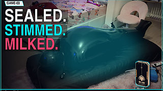 Wife Milks Her Submissive Husband-slave in an Inflatable Latex Bag - E-stim, Rimmer & Heavy Breathing