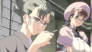 Geeky Geisha with big boobs rubs one out al fresco in a steamy animated scene