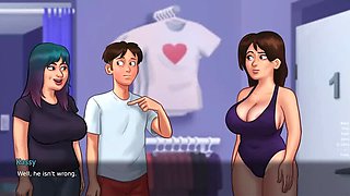 Busty MILF in Tight White Bikini - Summertime Saga Hentai Sex