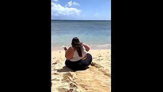 Solo Ashley Graham masturbates outdoors