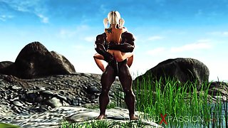 3DXPASSION - Outdoor warm fucky-fucky. Xxl black man rod penetrates stiff a uber-sexy ash-blonde in the island