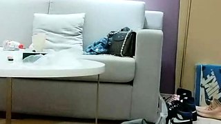 Cute shaved asian fingering on hidden cam