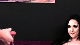 Dirty talking bae asks loser to tug dick