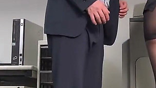 Female Office Worker in Black Pantyhose - Cut1