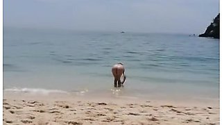 Teen Exhib In Public Beach Portugal