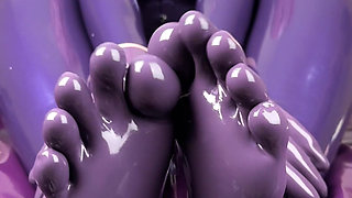Purple Latex Gloves and Socks Tease by Miss Fetilicious