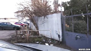 Beautiful outdoor car sex with a busty blonde Samantha Jolie