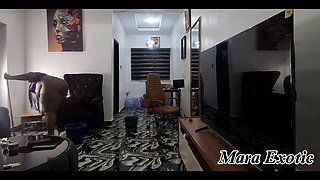 Fat Ass Ebony MILF Cleaning Naked