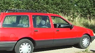 Milf taking car of a guy she just hit with her car