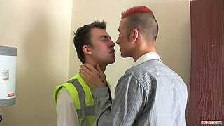 Twink fucks one of his co-workers in the office kitchen